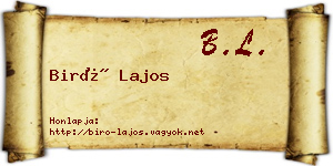 Biró Lajos névjegykártya