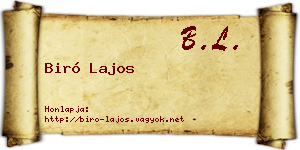 Biró Lajos névjegykártya